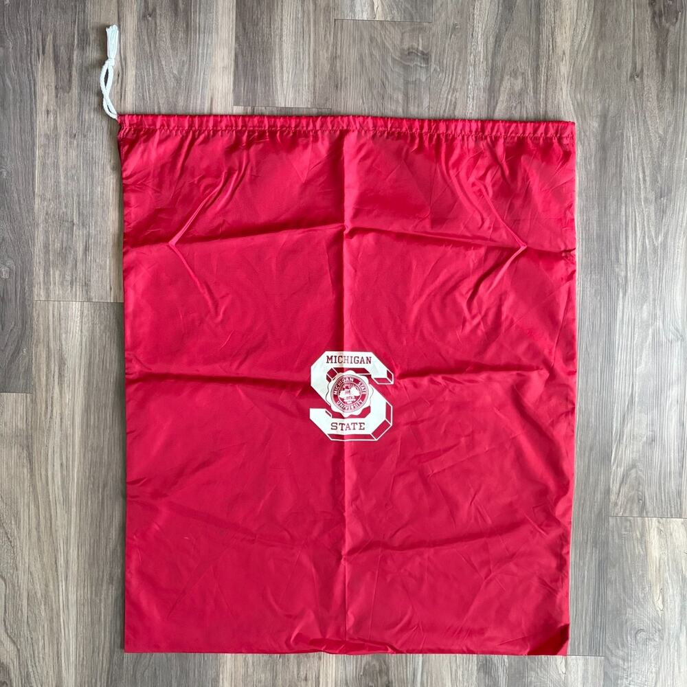 Vintage 1970s Michigan State University Laundry Bag Sack Nylon 27x33